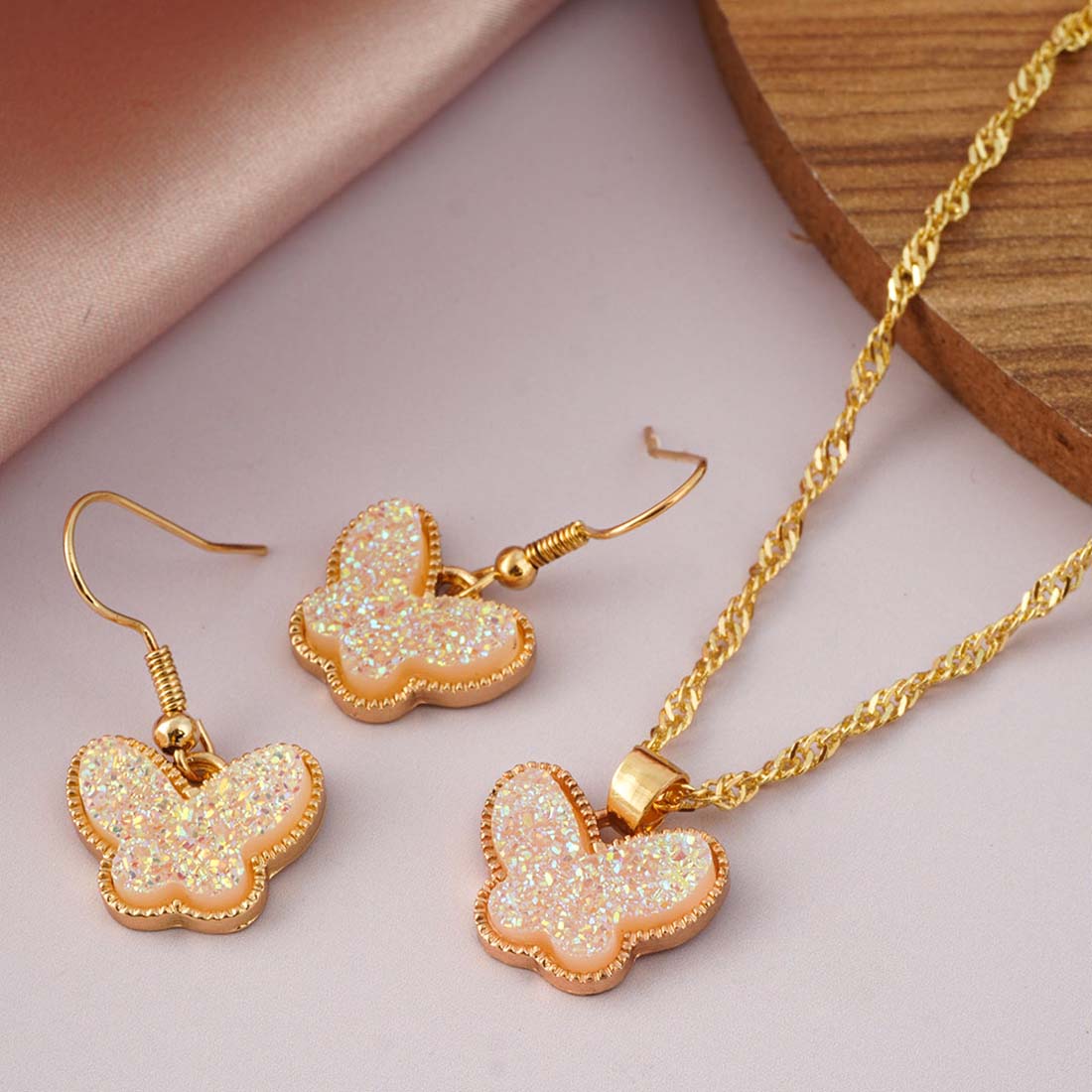 Sparkly Gold Butterfly Jewel Set
