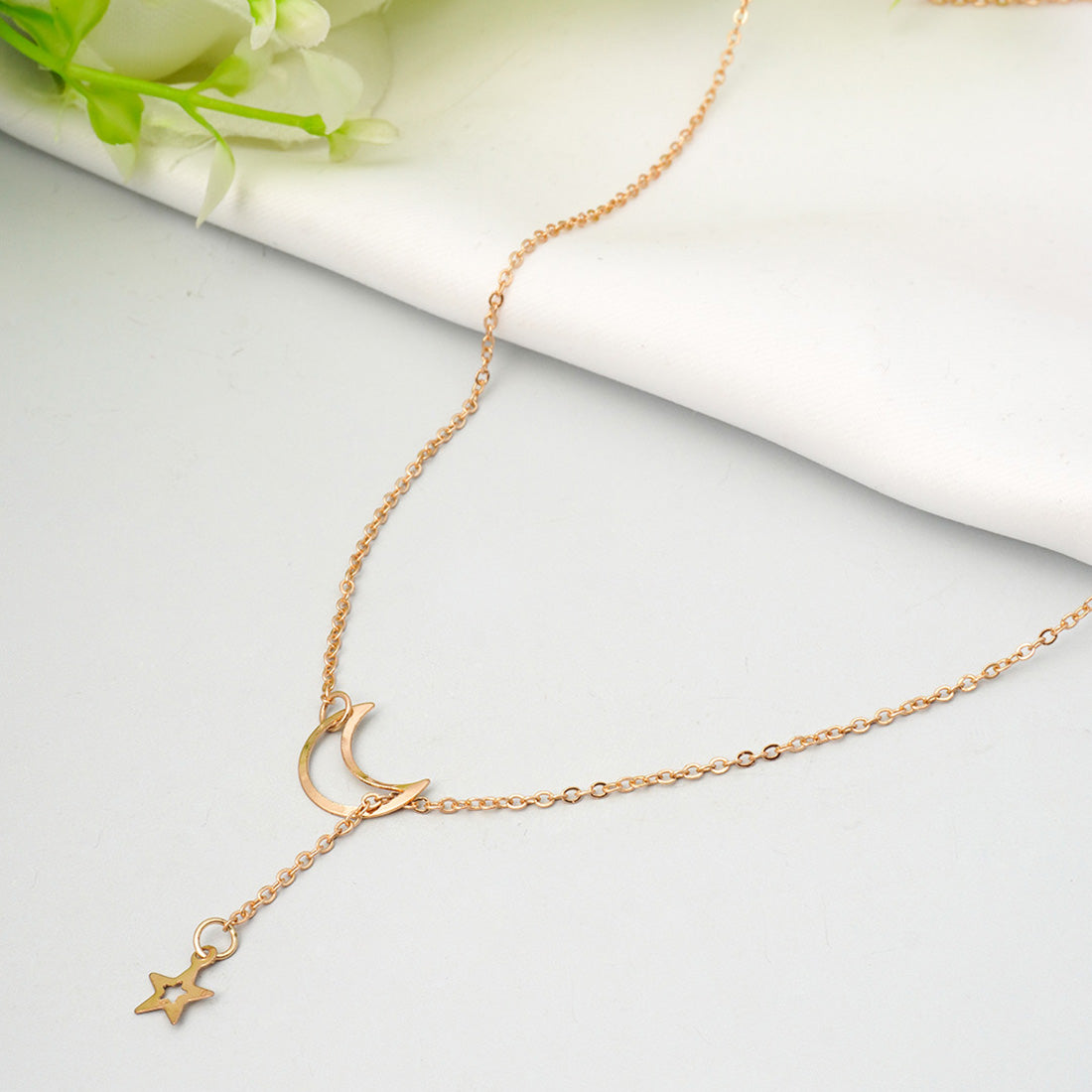 Star Moon Delicate Cable Chain Necklace