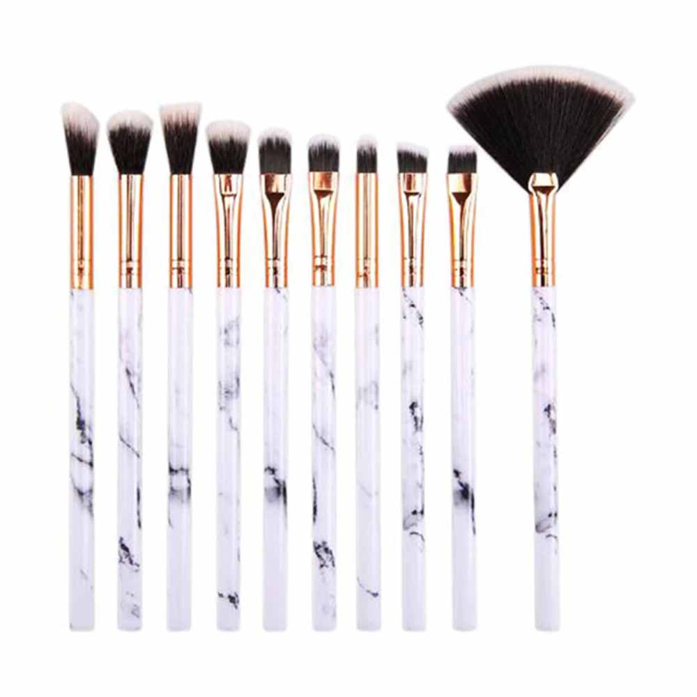 Stone Violet-White 10 Pcs Makeup Brush Set
