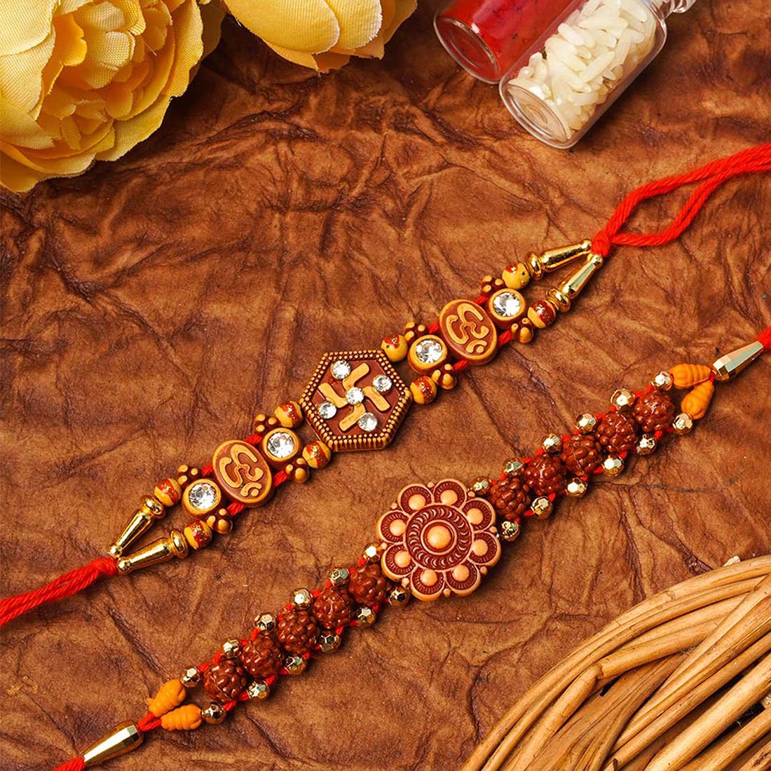 Swastika Rudraksh Rakhi for Bhaya & Bhabi