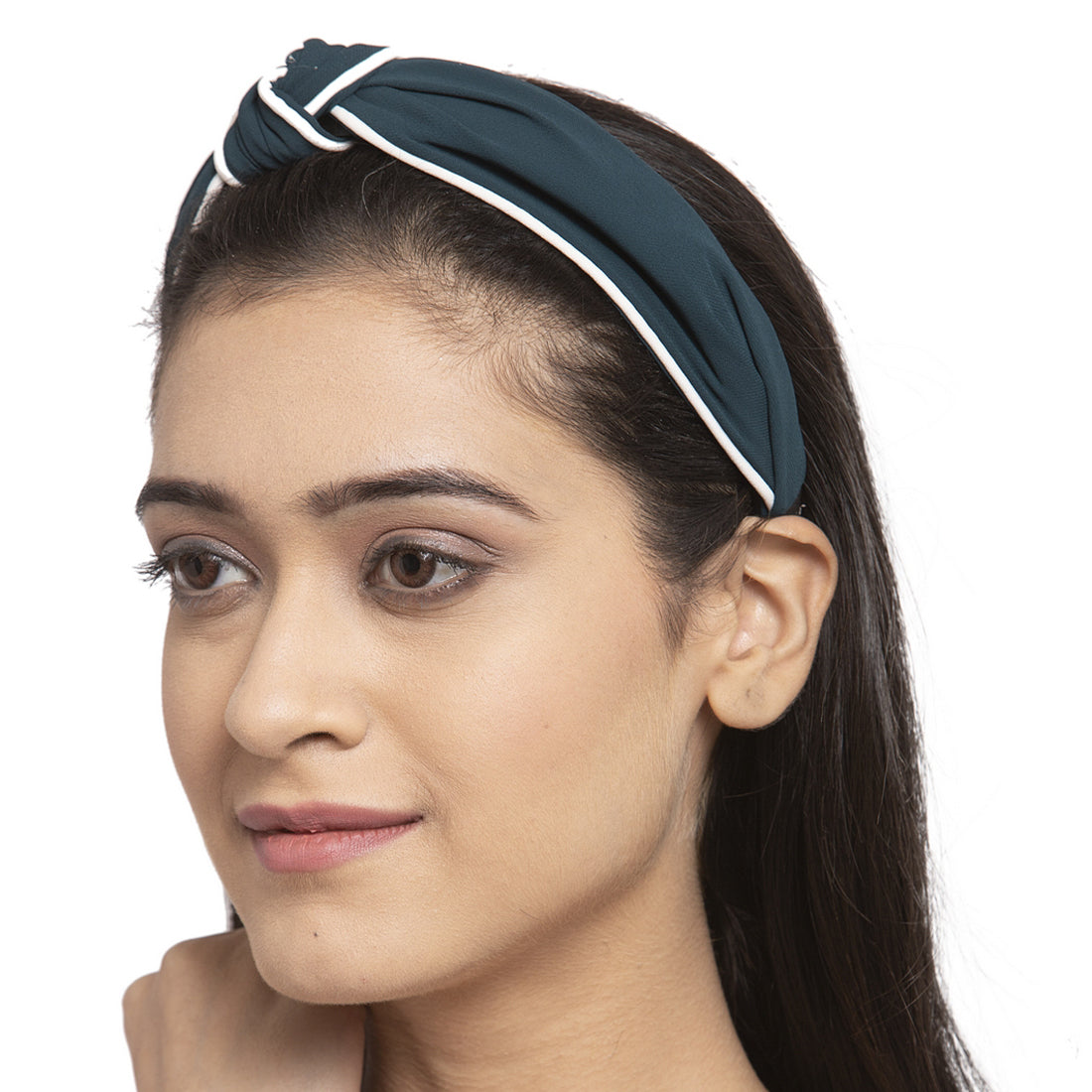 Teal White Knot Hair Band