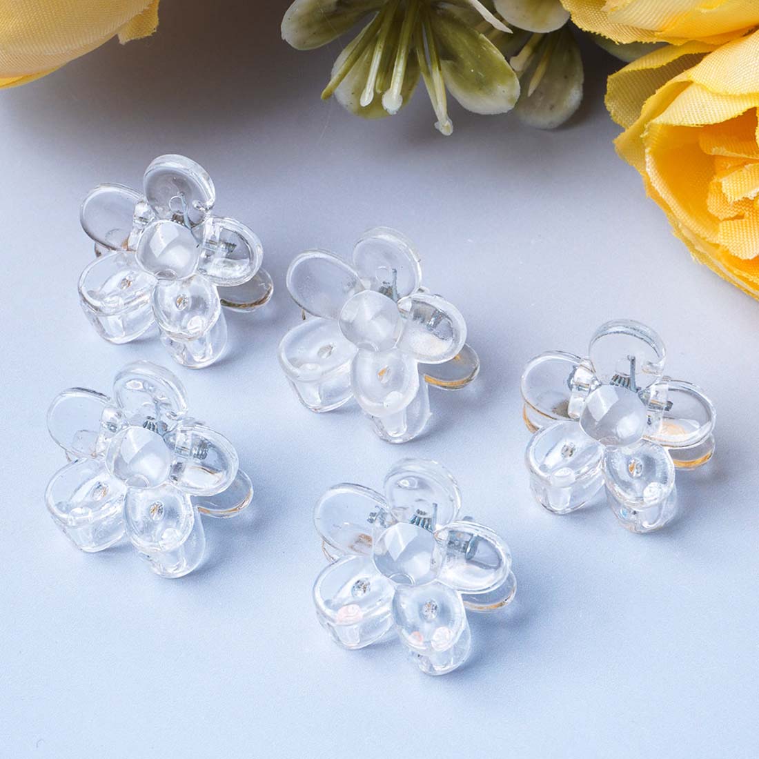 Transparent Flower Hair Claw Set Of 5