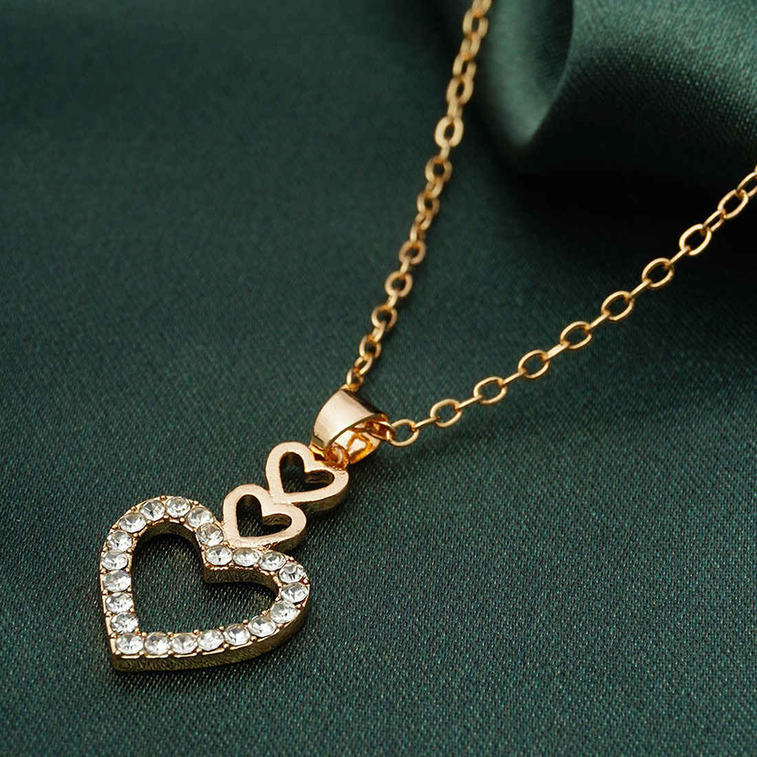 Triple Layered Hearts Pendant Necklace