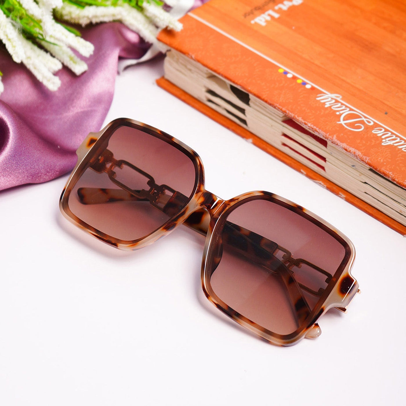 Unisex Brown Lens & Gold-Toned Square Sunglasses