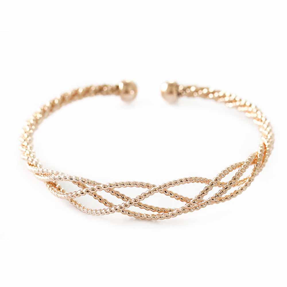 Vincent Twist and Turn Golden Bangle Bracelet