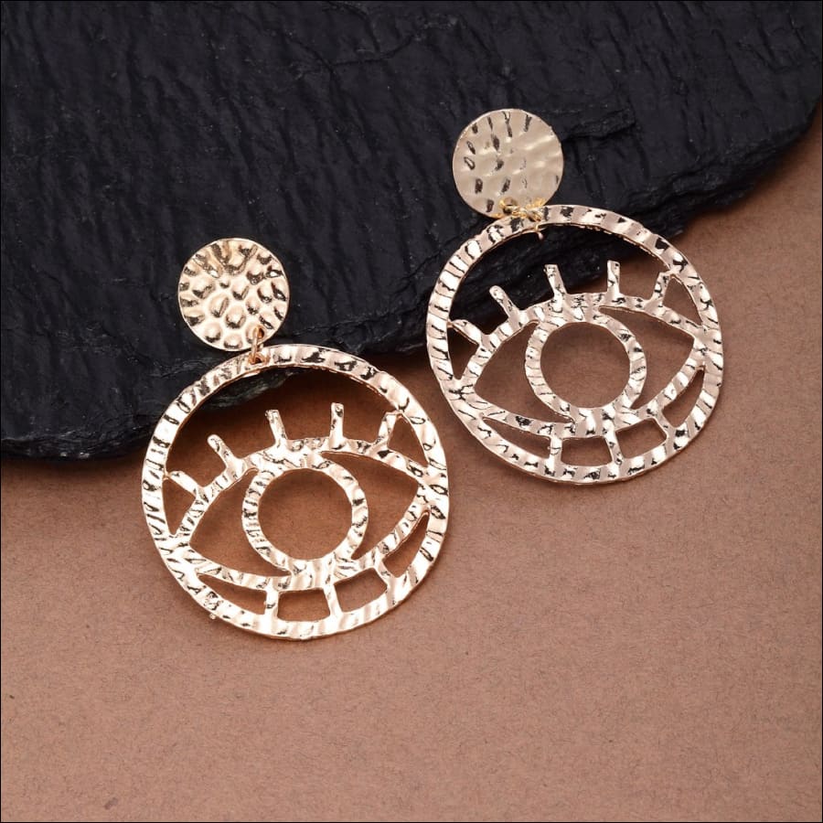 Vivid Eye Gold Earrings