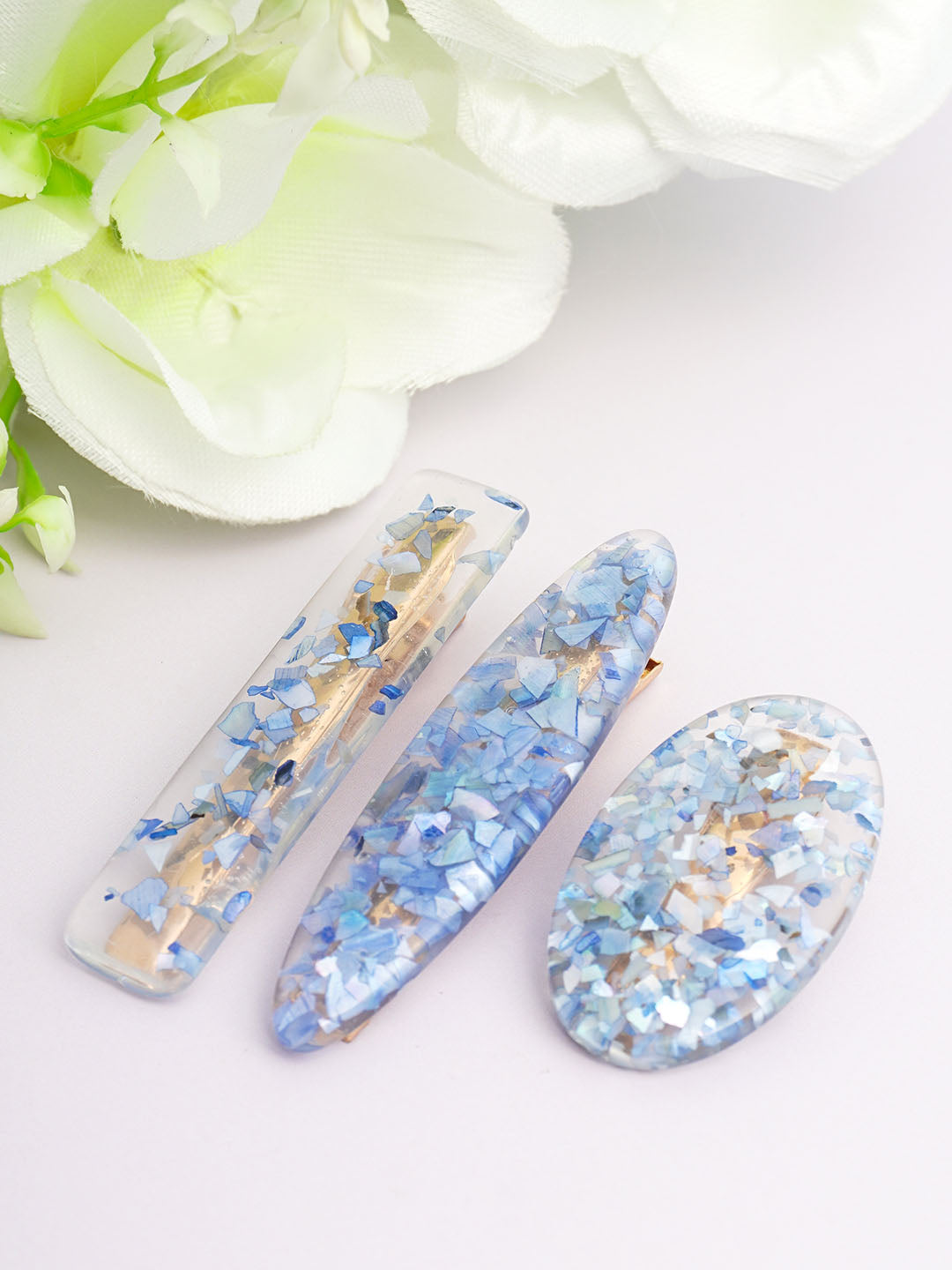 Women Blue & White Set of 3 Hair Accessory Set