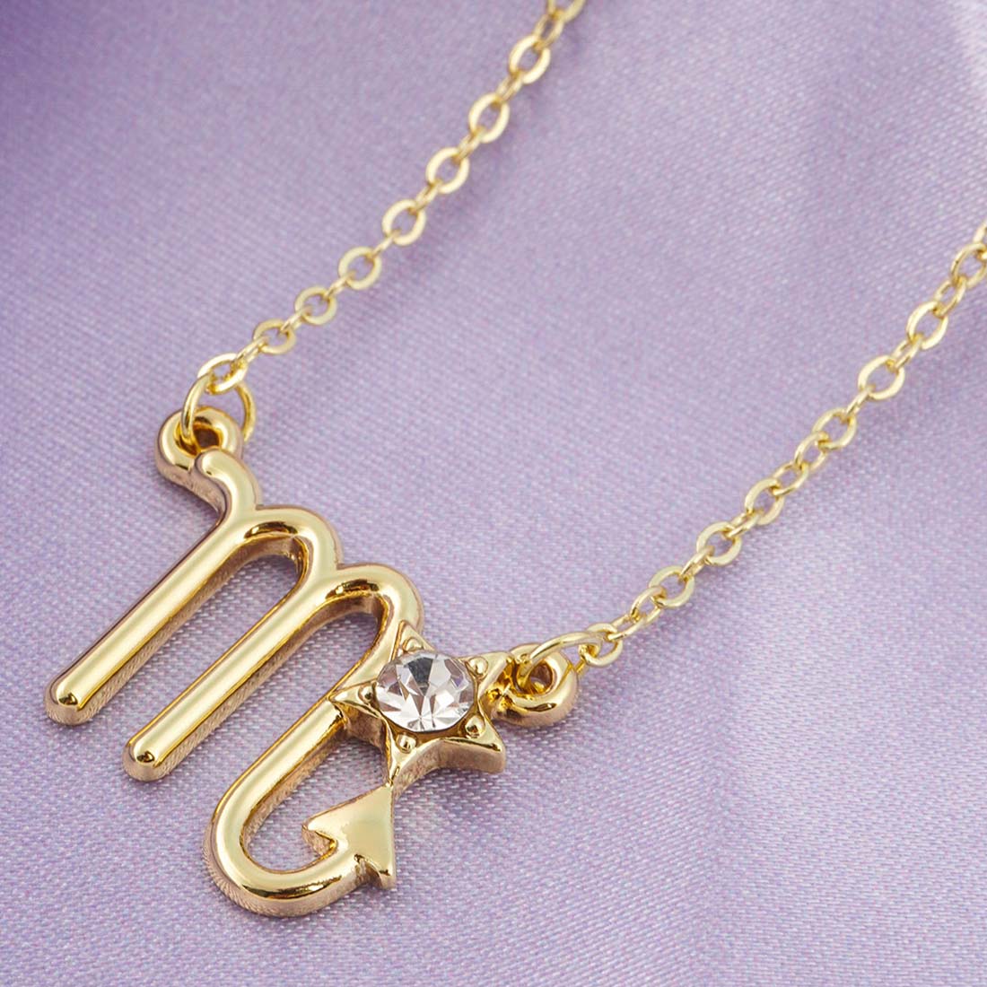 Women Gold-Toned & Stone Studded Scorpio Design Pendant With Chain