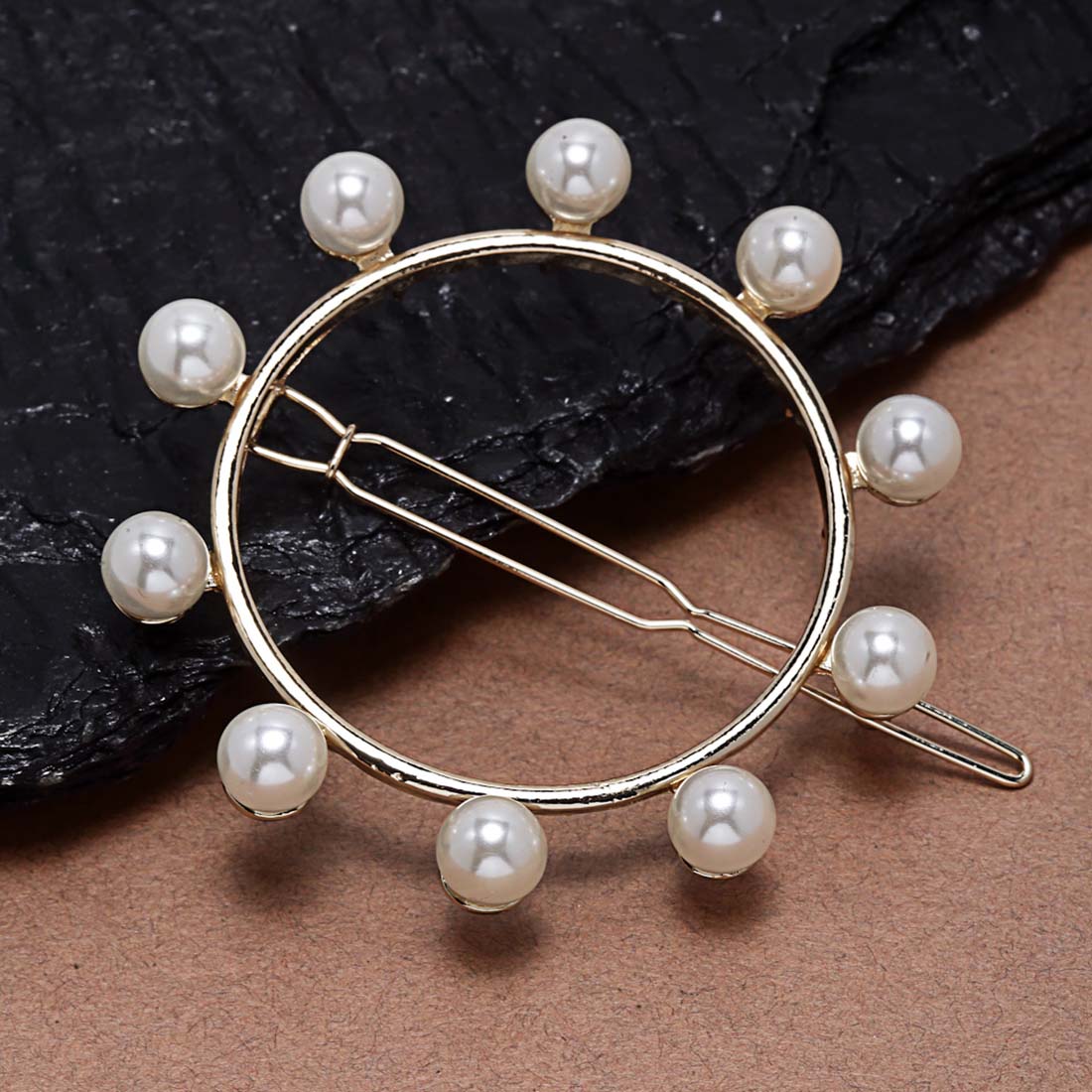 Women Gold-Toned & White Embellished Bobby Pins