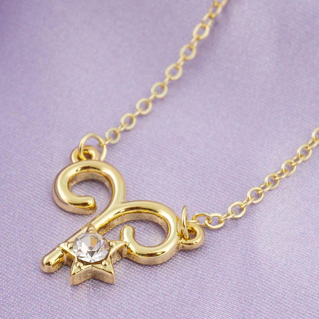 Women Gold-toned & White Stone Studded Aries Chain Necklace