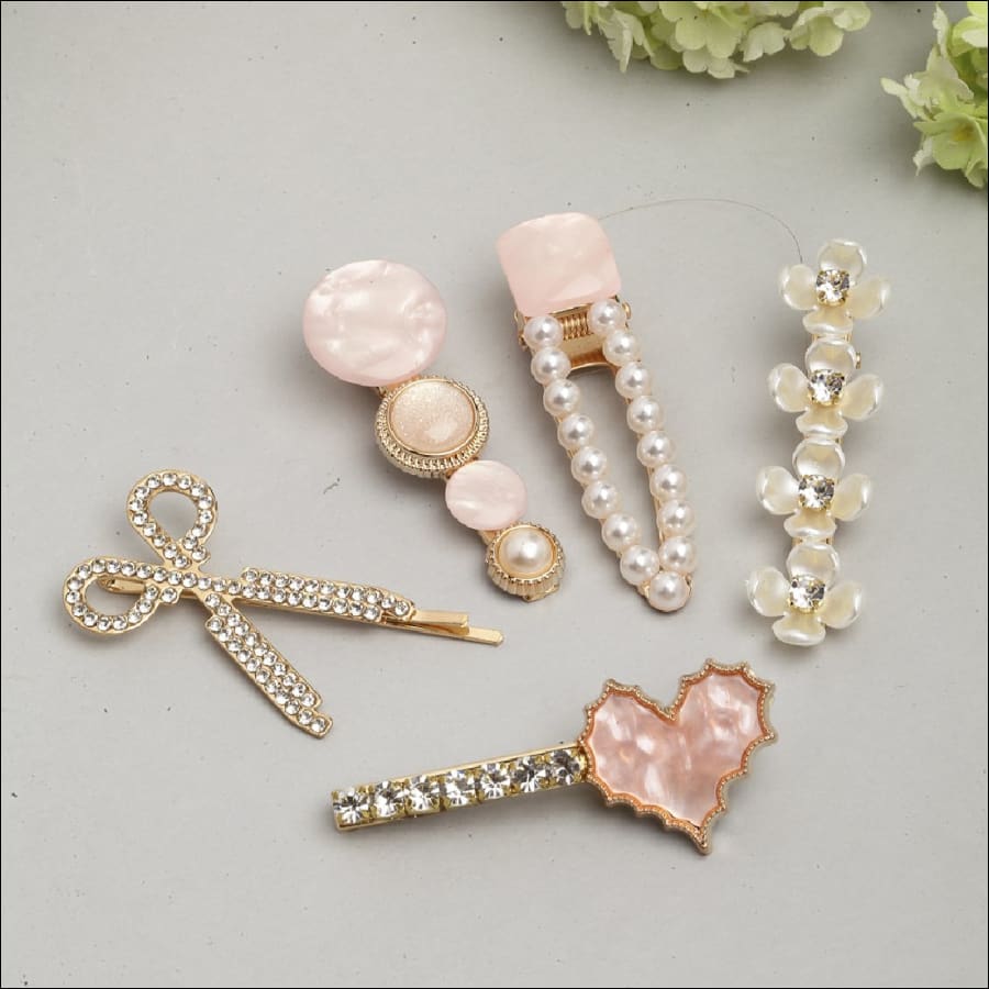 Yara Pink Stone Hairpins Set