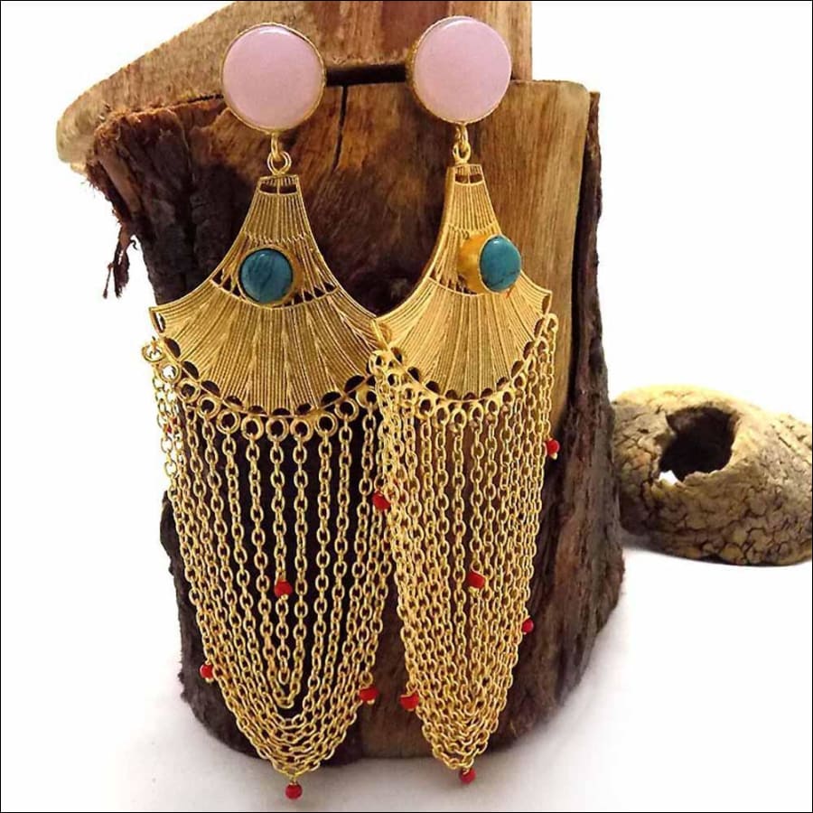Zarmina Red Beaded Earrings