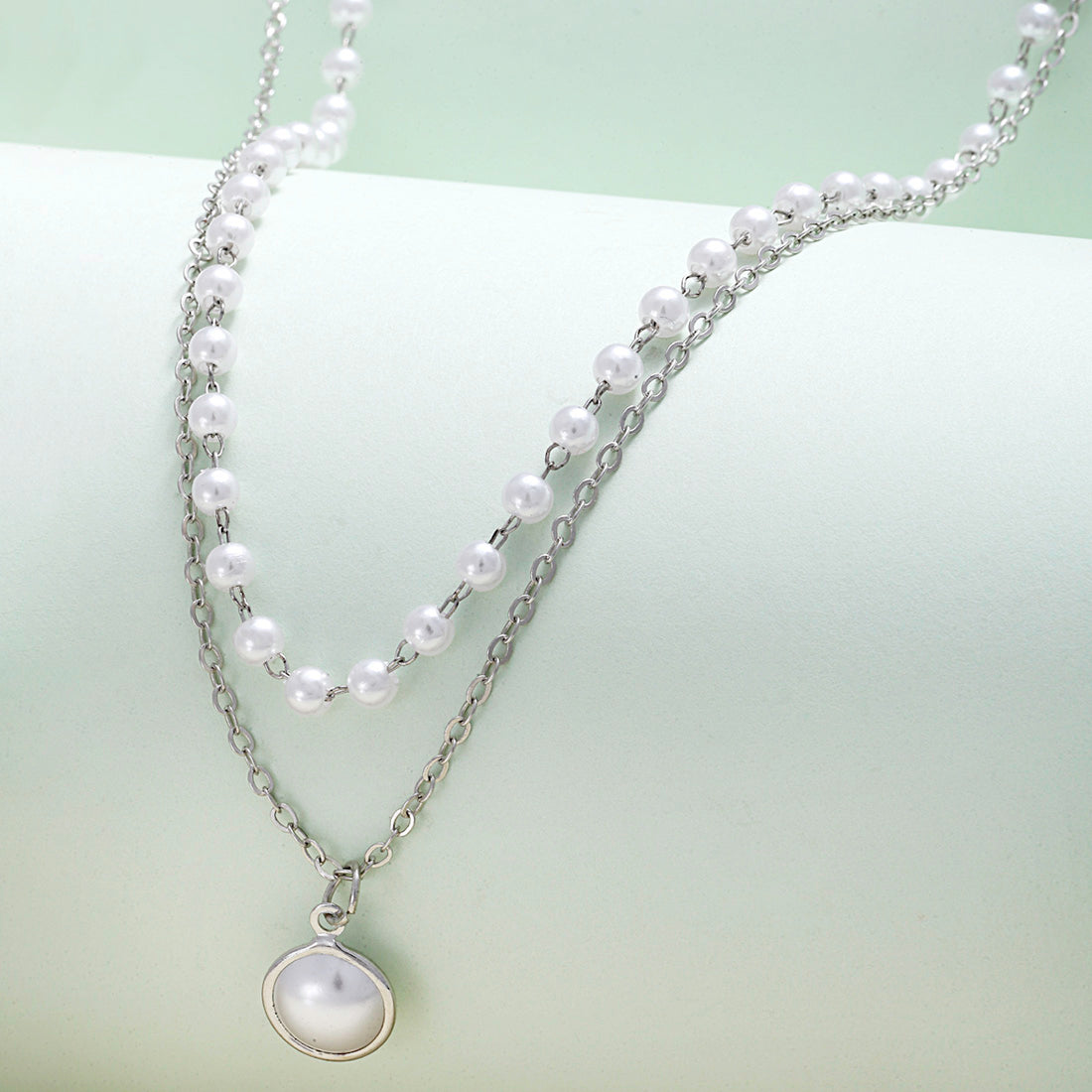 Zuri Silver Layered Pearl Necklace